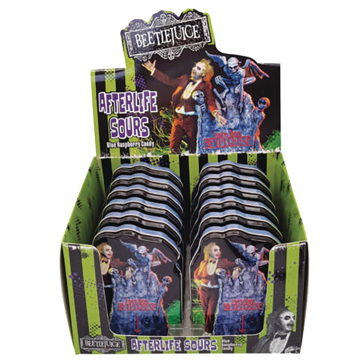 BEETLEJUICE AFTERLIFE SOUR CANDY TIN 12PC DISPLAY (Net) (O/A